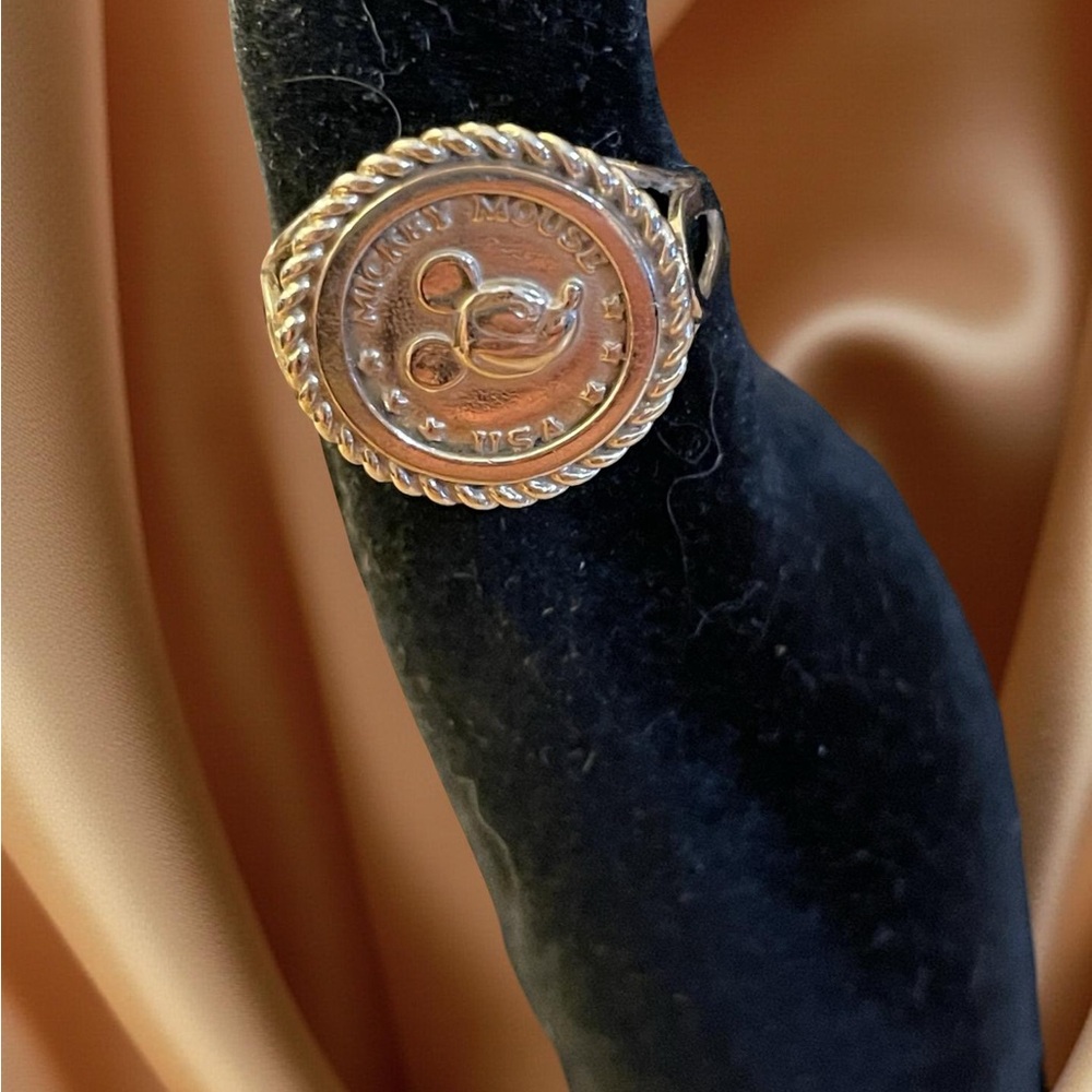 Van Dell Disney 10kt Gold Mickey Mouse USA Coin Ring size 5 Vintage Original Box - Picture 4 of 16